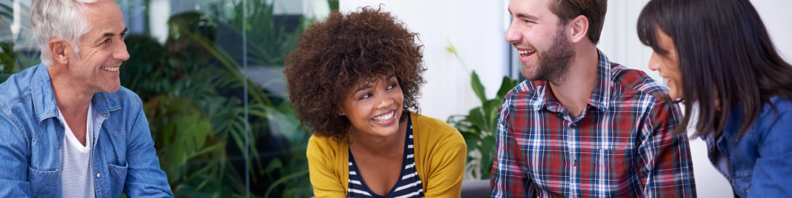 a group of people talking